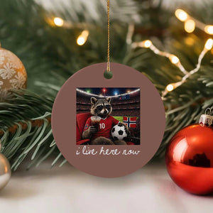 Norway Soccer Football Fan Norge Norwegian Flag Ceramic Ornament Funny Raccoon Drinking Iced Coffee TS14 1pc Mocha Print Your Wear