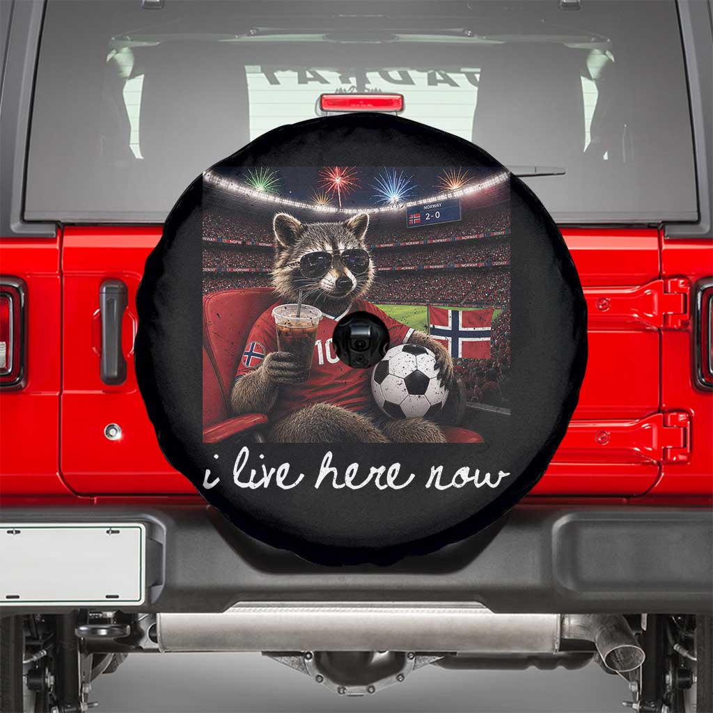 Norway Soccer Football Fan Norge Norwegian Flag Spare Tire Cover Funny Raccoon Drinking Iced Coffee TS14 Black Print Your Wear