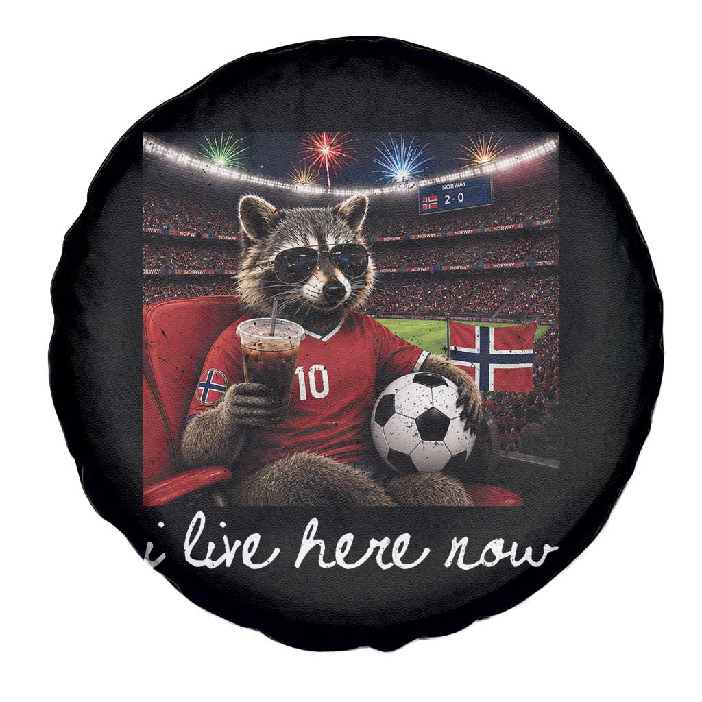 Norway Soccer Football Fan Norge Norwegian Flag Spare Tire Cover Funny Raccoon Drinking Iced Coffee TS14 Print Your Wear