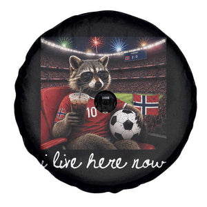 Norway Soccer Football Fan Norge Norwegian Flag Spare Tire Cover Funny Raccoon Drinking Iced Coffee TS14 Print Your Wear