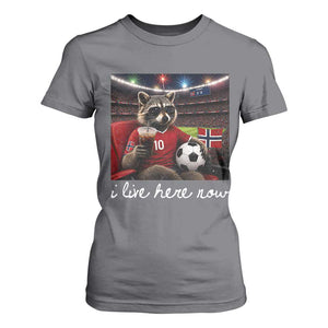 Norway Soccer Football Fan Norge Norwegian Flag T Shirt For Women Funny Raccoon Drinking Iced Coffee TS14 Charcoal Print Your Wear