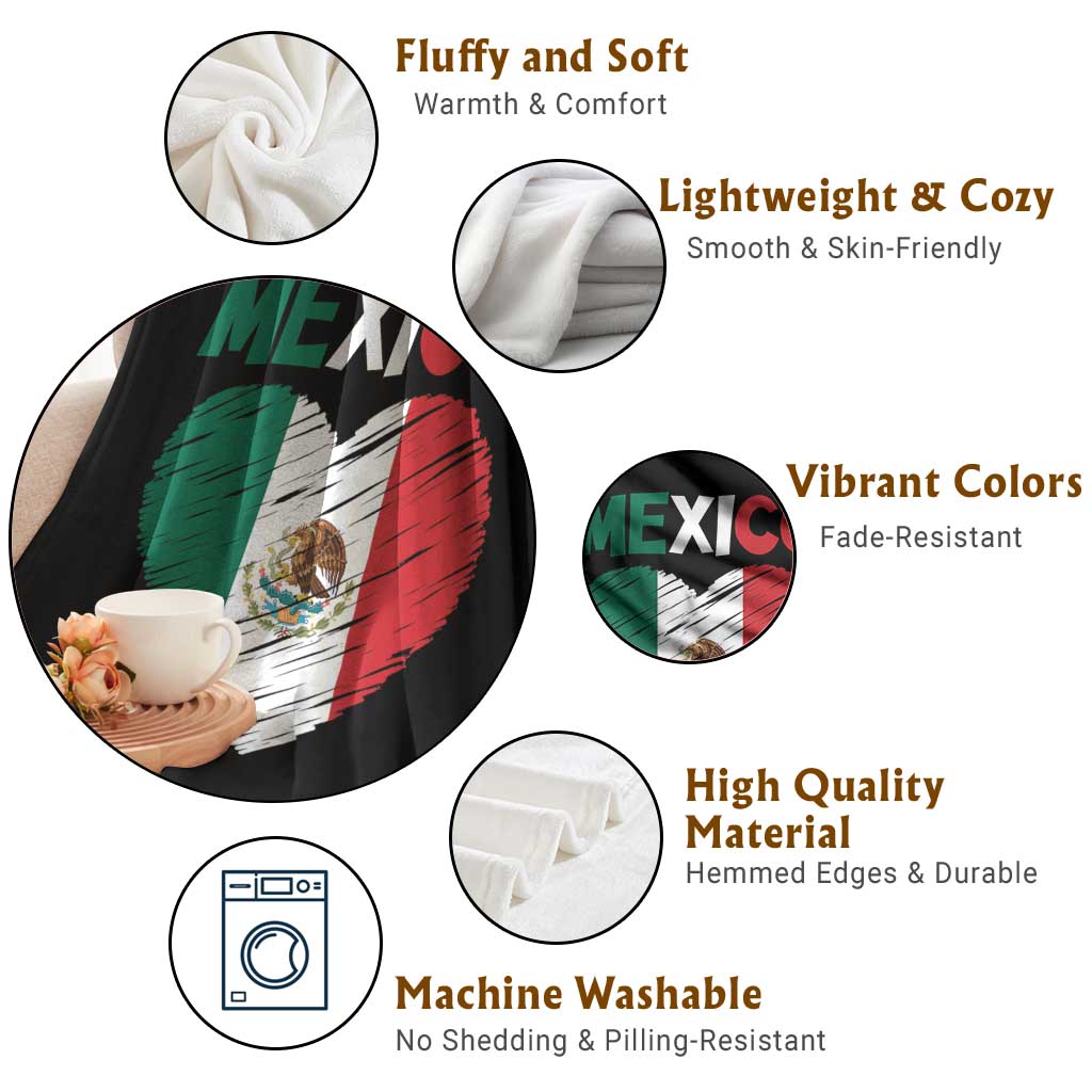 Mexican Flag Heart Mexico City Independence Day Gift Throw Blanket TS14 Print Your Wear