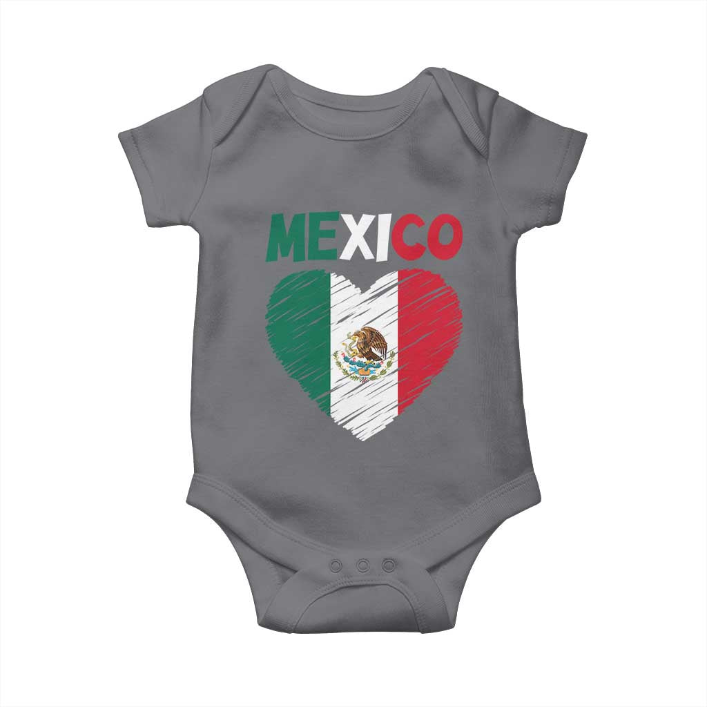 Mexican Flag Heart Mexico City Independence Day Gift Baby Onesie TS14 Charcoal Print Your Wear