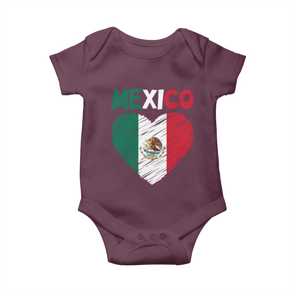 Mexican Flag Heart Mexico City Independence Day Gift Baby Onesie TS14 Maroon Print Your Wear