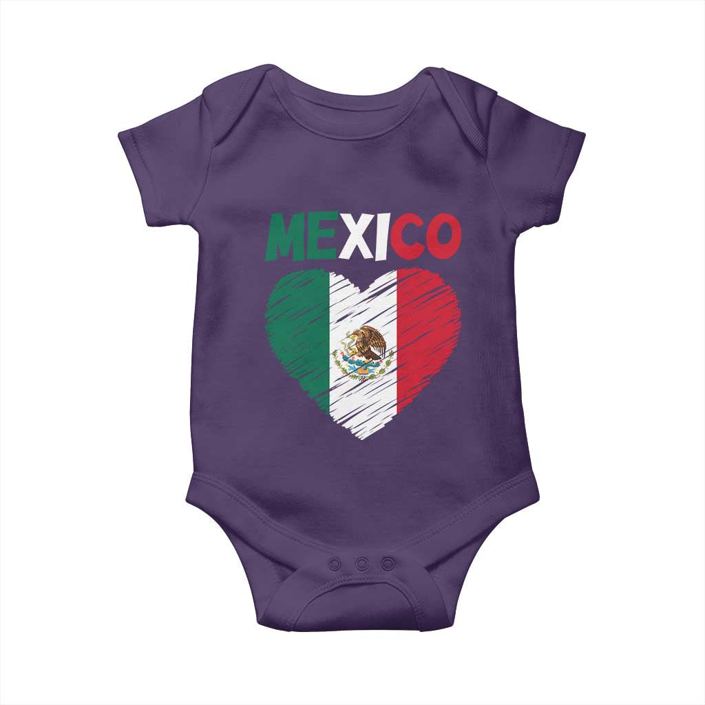 Mexican Flag Heart Mexico City Independence Day Gift Baby Onesie TS14 Purple Print Your Wear