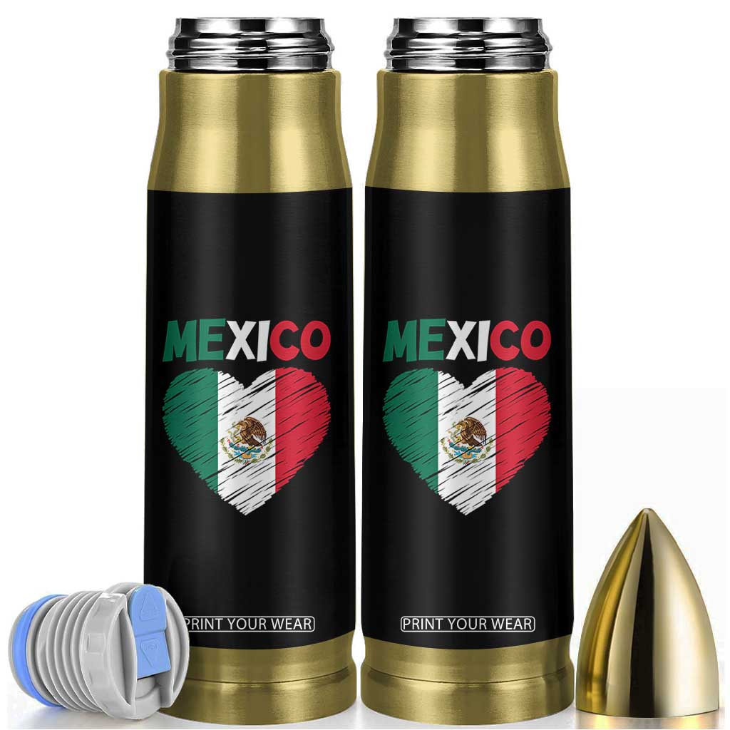 Mexican Flag Heart Mexico City Independence Day Gift Bullet Tumbler TS14 Black Print Your Wear