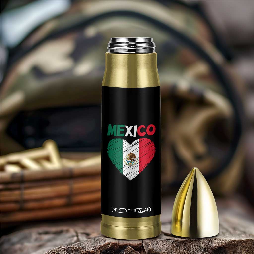 Mexican Flag Heart Mexico City Independence Day Gift Bullet Tumbler TS14 Print Your Wear