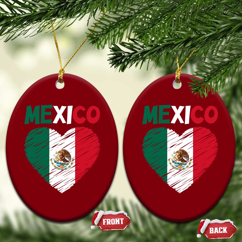 Mexican Flag Heart Mexico City Independence Day Gift Ceramic Ornament TS14 Print Your Wear