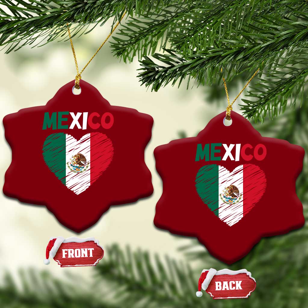 Mexican Flag Heart Mexico City Independence Day Gift Ceramic Ornament TS14 Print Your Wear
