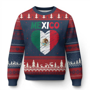 Mexican Flag Heart Mexico City Independence Day Gift Ugly Christmas Sweater TS14 Navy Red Print Your Wear