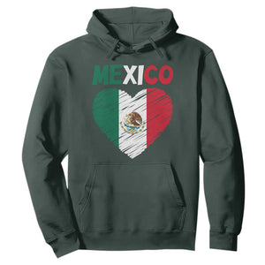 Mexican Flag Heart Mexico City Independence Day Gift Hoodie TS14 S Dark Forest Green Print Your Wear