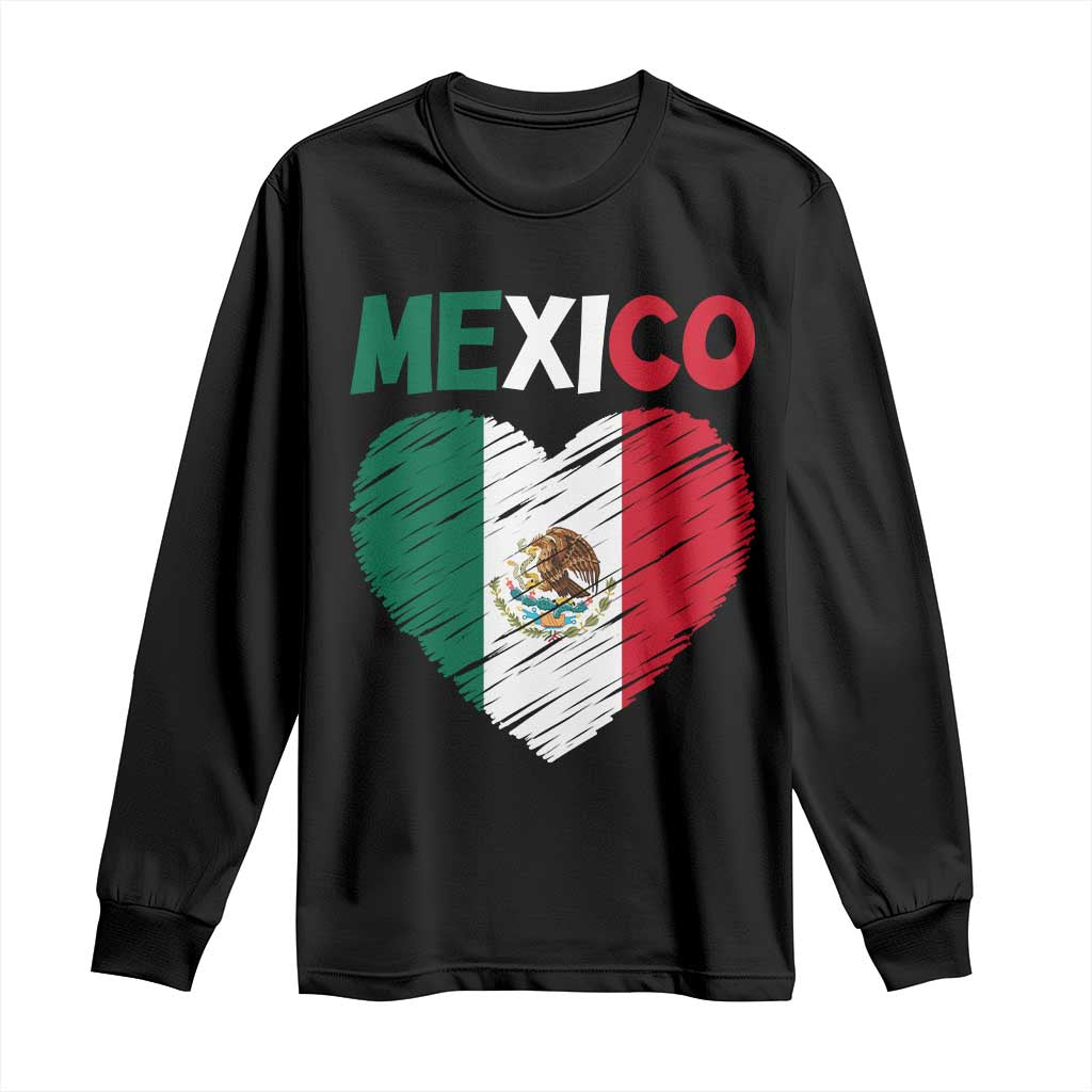 Mexican Flag Heart Mexico City Independence Day Gift Long Sleeve Shirt TS14 Black Print Your Wear