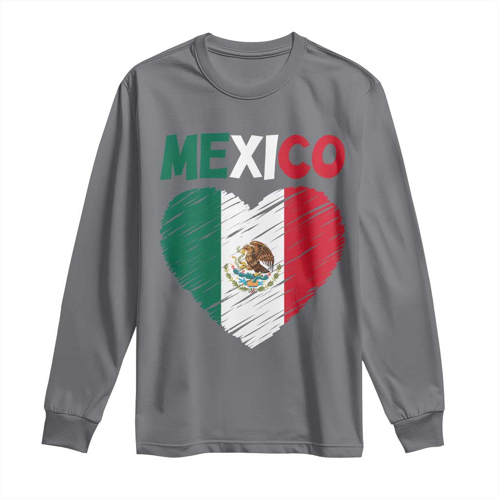 Mexican Flag Heart Mexico City Independence Day Gift Long Sleeve Shirt TS14 Charcoal Print Your Wear