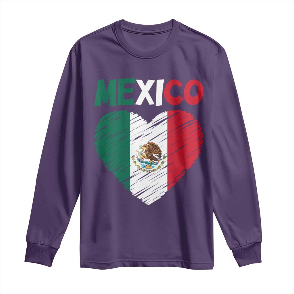 Mexican Flag Heart Mexico City Independence Day Gift Long Sleeve Shirt TS14 Purple Print Your Wear