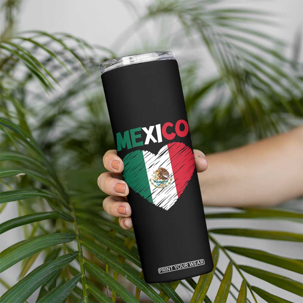 Mexican Flag Heart Mexico City Independence Day Gift Skinny Tumbler TS14 Print Your Wear