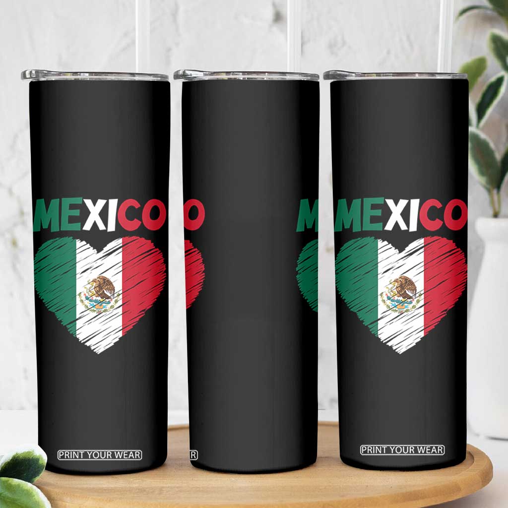 Mexican Flag Heart Mexico City Independence Day Gift Skinny Tumbler TS14 Print Your Wear