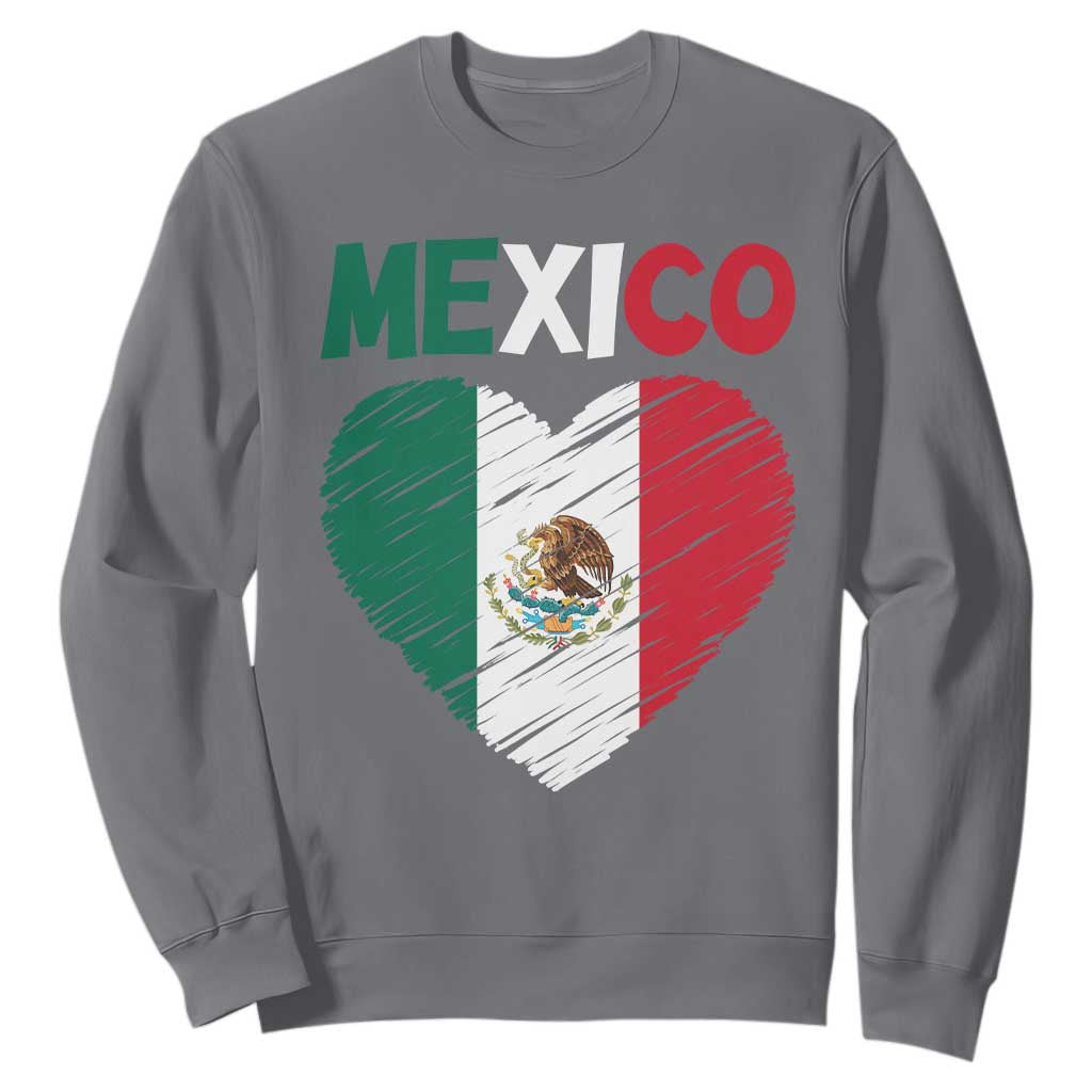Mexican Flag Heart Mexico City Independence Day Gift Sweatshirt TS14 Charcoal Print Your Wear
