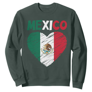 Mexican Flag Heart Mexico City Independence Day Gift Sweatshirt TS14 S Dark Forest Green Print Your Wear