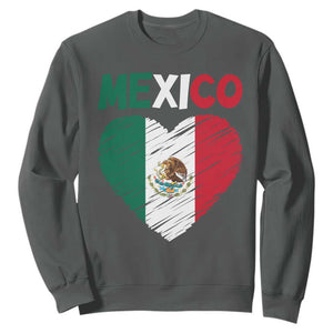 Mexican Flag Heart Mexico City Independence Day Gift Sweatshirt TS14 Dark Heather Print Your Wear