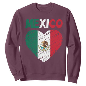 Mexican Flag Heart Mexico City Independence Day Gift Sweatshirt TS14 Maroon Print Your Wear