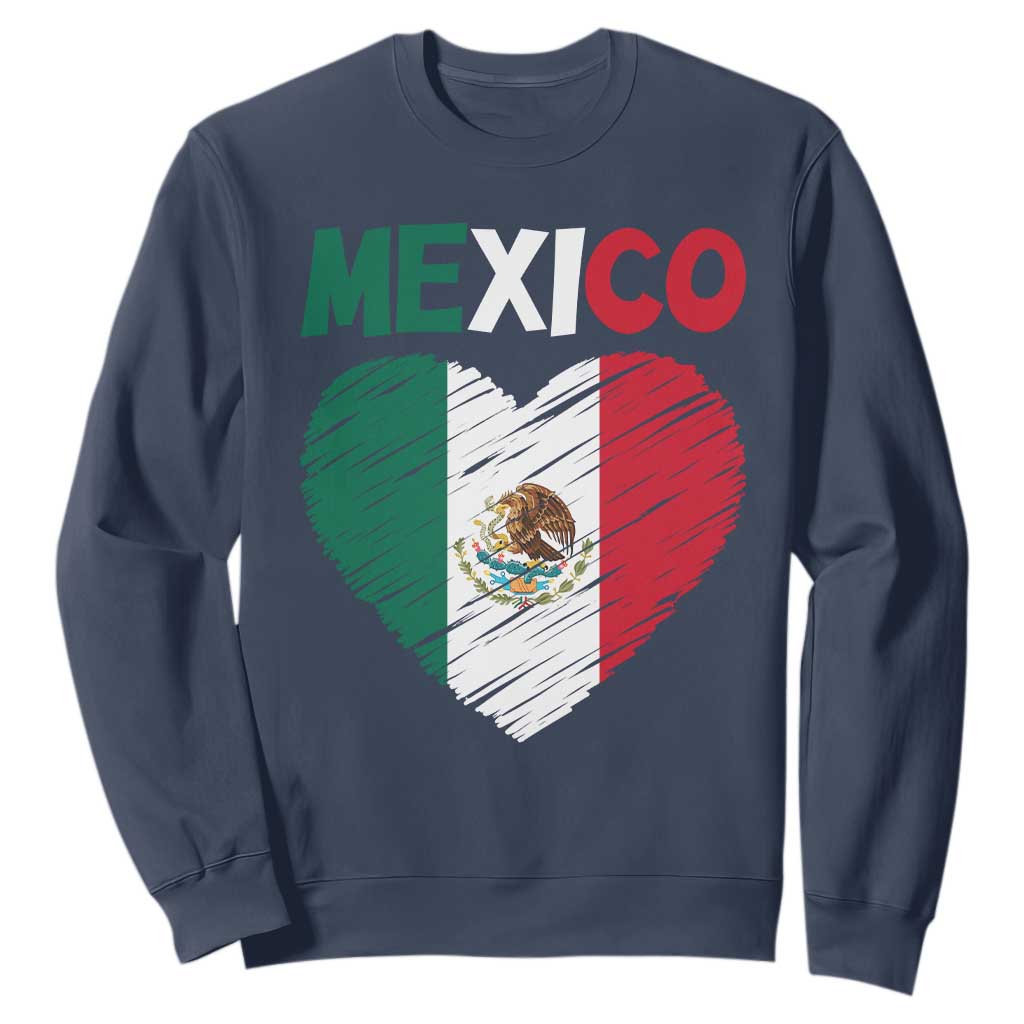 Mexican Flag Heart Mexico City Independence Day Gift Sweatshirt TS14 Navy Print Your Wear