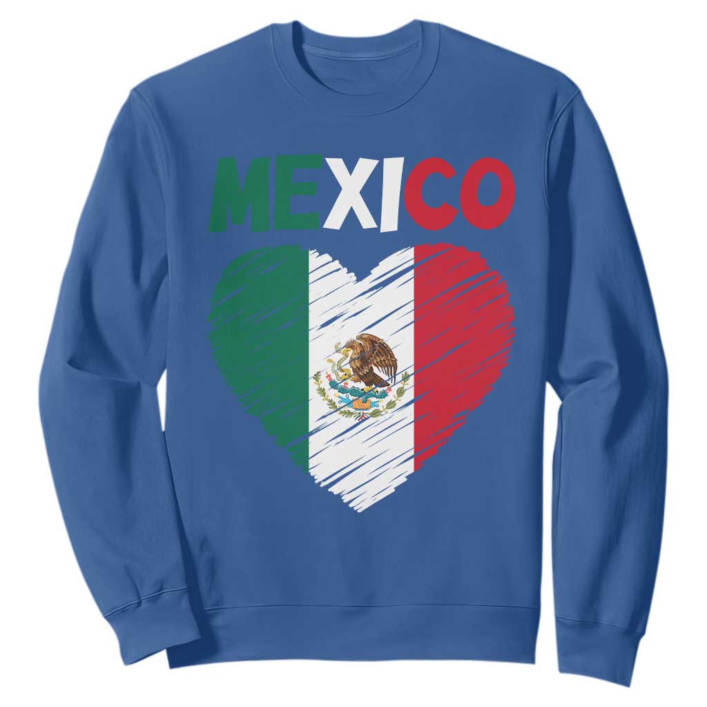 Mexican Flag Heart Mexico City Independence Day Gift Sweatshirt TS14 Royal Blue Print Your Wear