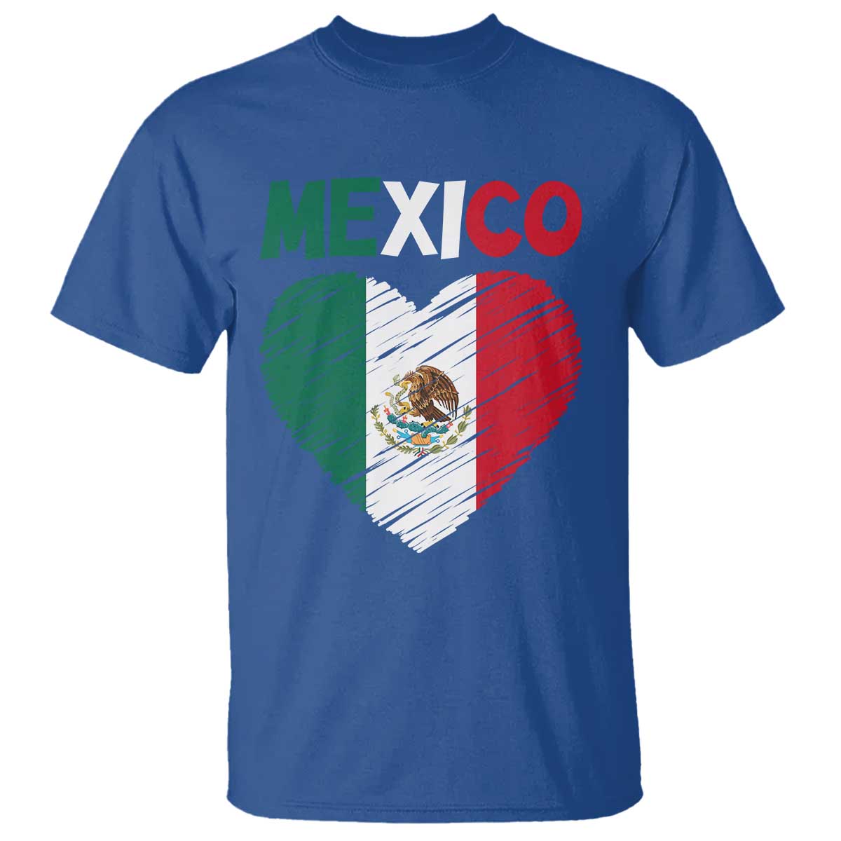 Mexican Flag Heart Mexico City Independence Day Gift T Shirt TS14 Royal Blue Print Your Wear
