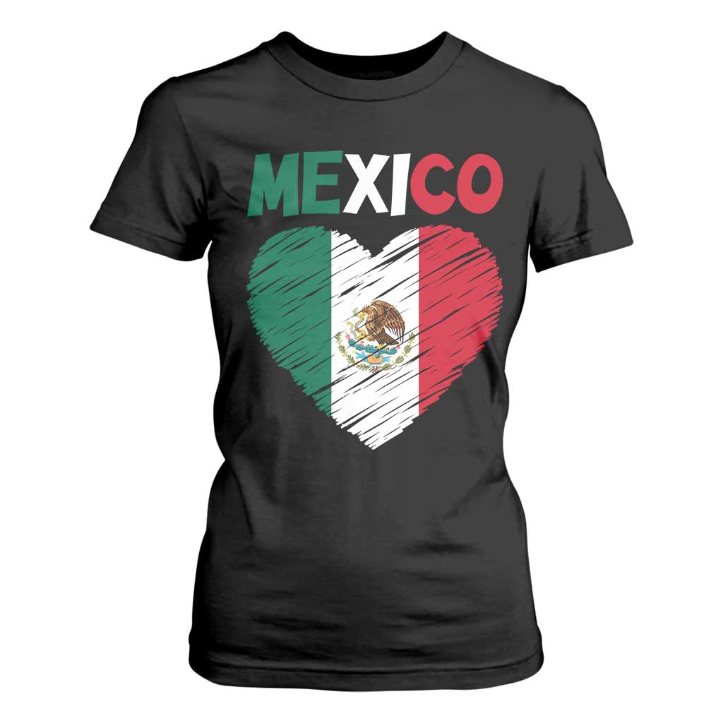 Mexican Flag Heart Mexico City Independence Day Gift T Shirt For Women TS14 Black Print Your Wear
