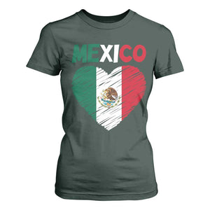 Mexican Flag Heart Mexico City Independence Day Gift T Shirt For Women TS14 Dark Forest Green Print Your Wear