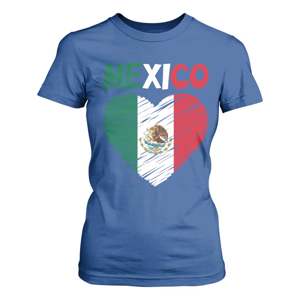Mexican Flag Heart Mexico City Independence Day Gift T Shirt For Women TS14 Royal Blue Print Your Wear