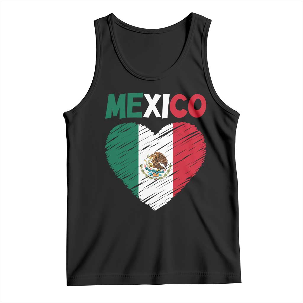 Mexican Flag Heart Mexico City Independence Day Gift Tank Top TS14 Black Print Your Wear