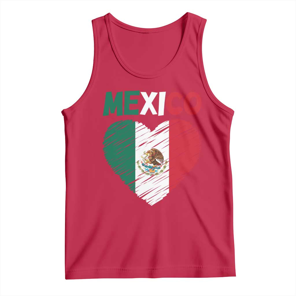 Mexican Flag Heart Mexico City Independence Day Gift Tank Top TS14 Red Print Your Wear