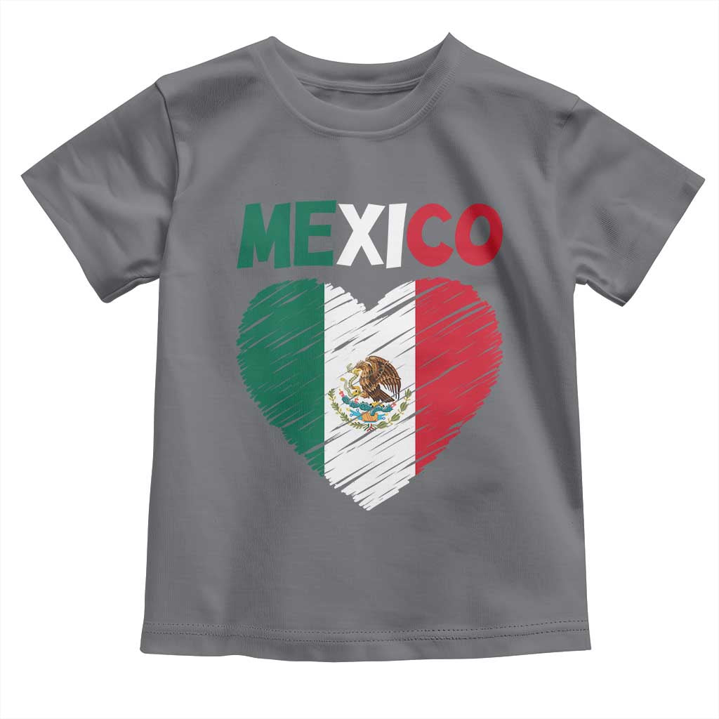 Mexican Flag Heart Mexico City Independence Day Gift Toddler T Shirt TS14 Charcoal Print Your Wear