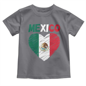 Mexican Flag Heart Mexico City Independence Day Gift Toddler T Shirt TS14 Charcoal Print Your Wear