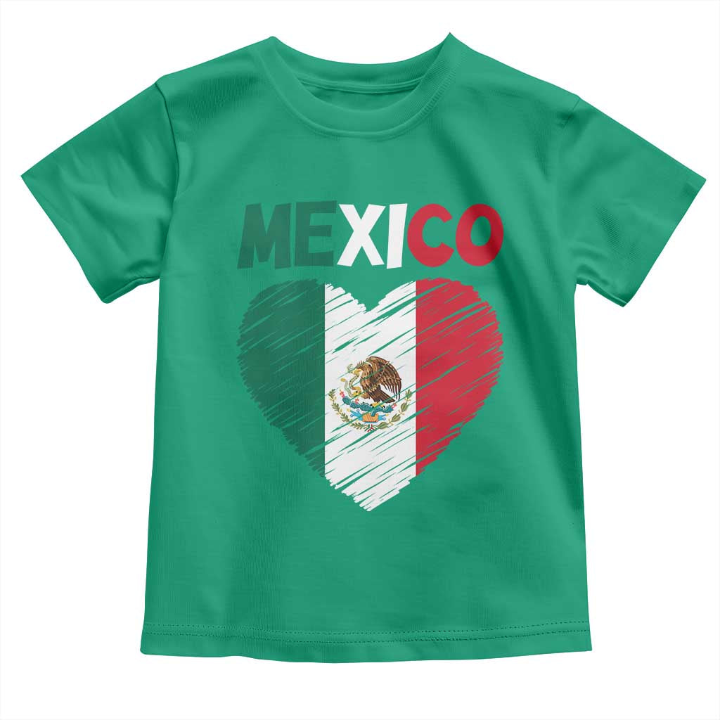 Mexican Flag Heart Mexico City Independence Day Gift Toddler T Shirt TS14 Irish Green Print Your Wear