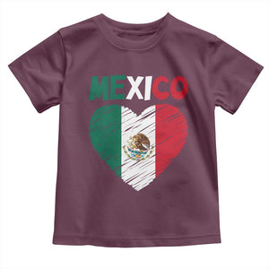Mexican Flag Heart Mexico City Independence Day Gift Toddler T Shirt TS14 Maroon Print Your Wear