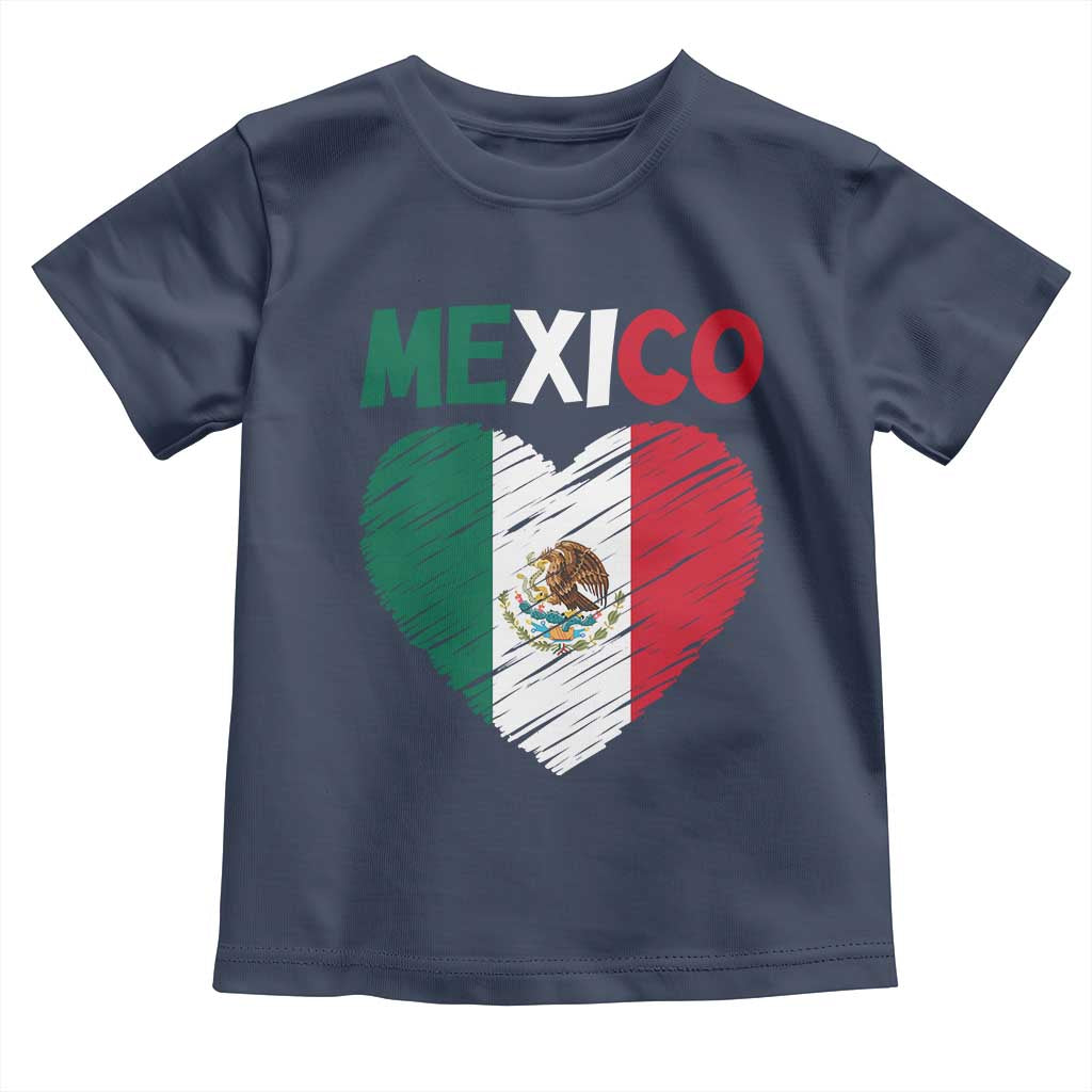 Mexican Flag Heart Mexico City Independence Day Gift Toddler T Shirt TS14 Navy Print Your Wear