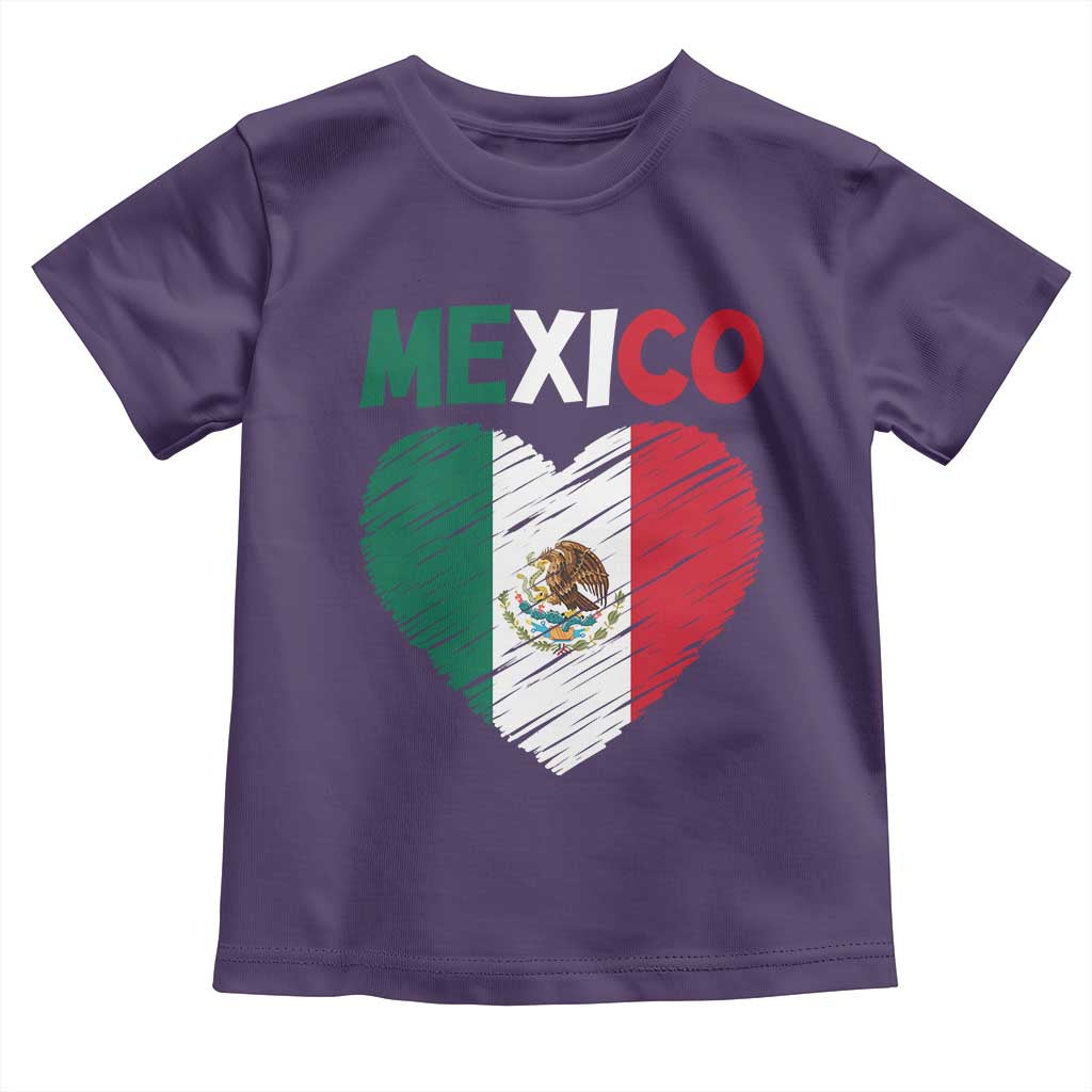 Mexican Flag Heart Mexico City Independence Day Gift Toddler T Shirt TS14 Purple Print Your Wear