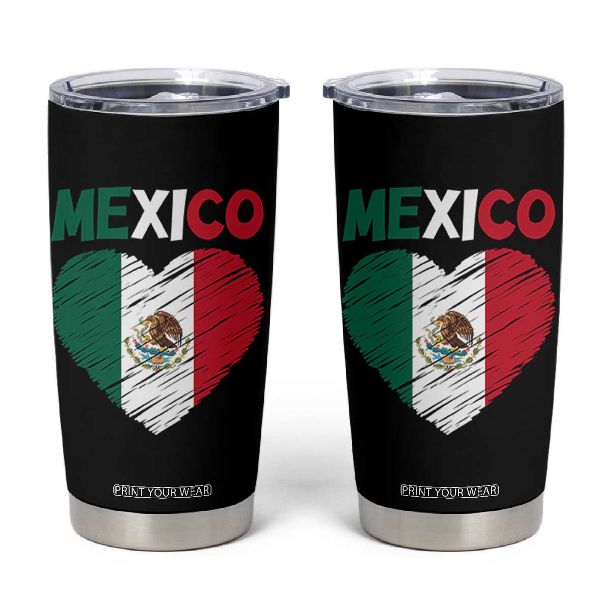 Mexican Flag Heart Mexico City Independence Day Gift Tumbler Cup TS14 Black Print Your Wear