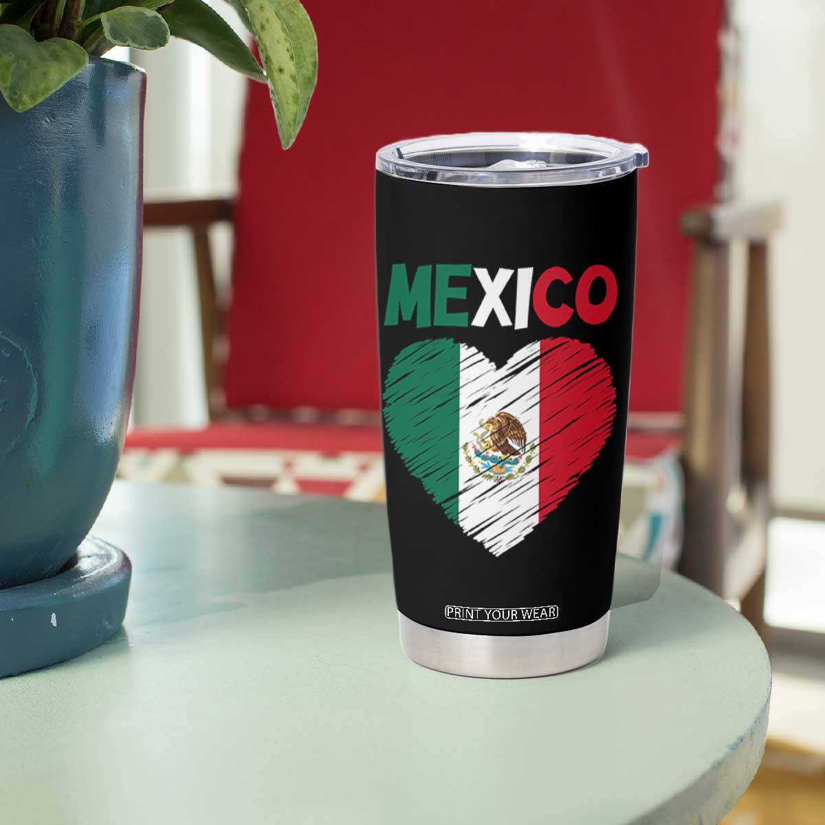 Mexican Flag Heart Mexico City Independence Day Gift Tumbler Cup TS14 Print Your Wear