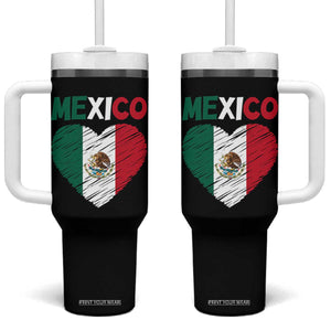 Mexican Flag Heart Mexico City Independence Day Gift Tumbler With Handle TS14 One Size: 40 oz Black Print Your Wear