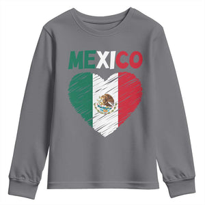 Mexican Flag Heart Mexico City Independence Day Gift Youth Sweatshirt TS14 Charcoal Print Your Wear
