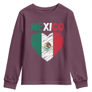 Mexican Flag Heart Mexico City Independence Day Gift Youth Sweatshirt TS14 Maroon Print Your Wear