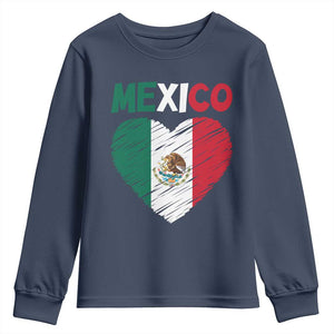 Mexican Flag Heart Mexico City Independence Day Gift Youth Sweatshirt TS14 Navy Print Your Wear