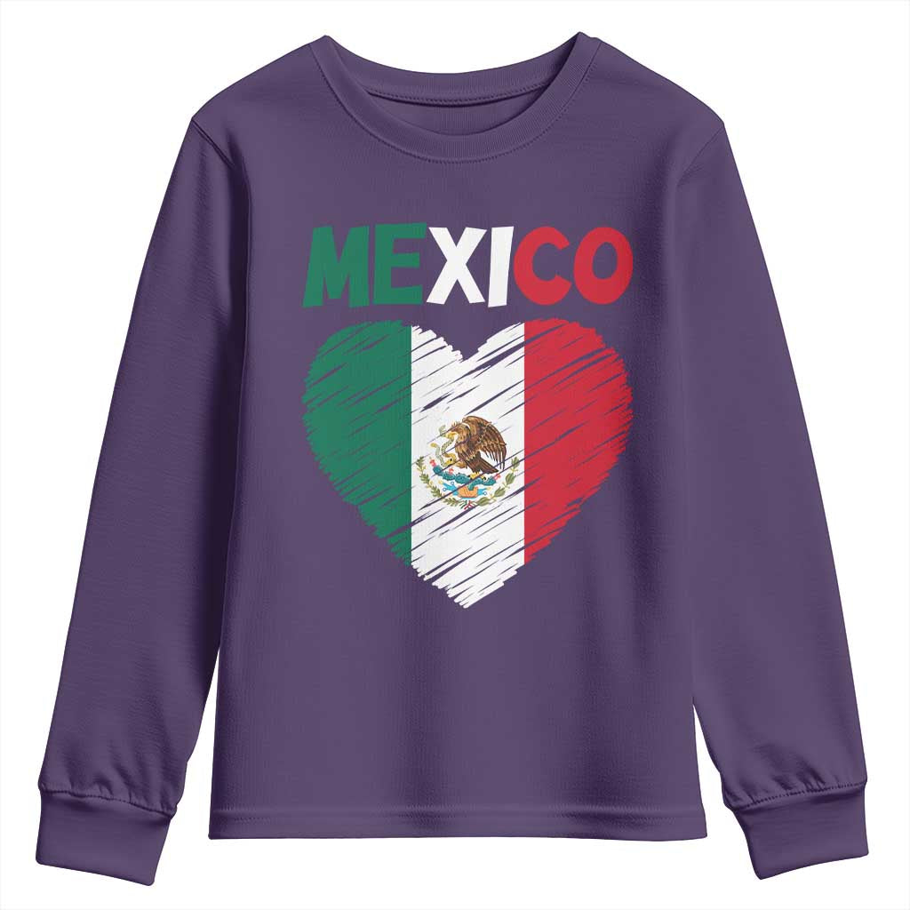 Mexican Flag Heart Mexico City Independence Day Gift Youth Sweatshirt TS14 Purple Print Your Wear