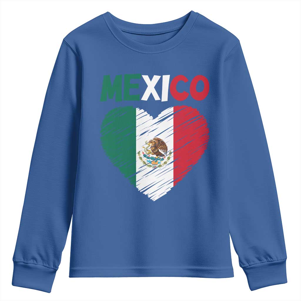 Mexican Flag Heart Mexico City Independence Day Gift Youth Sweatshirt TS14 Royal Blue Print Your Wear