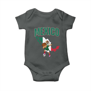 Mexico Soccer Boy Dabbing Boy Mexican Flag Map Baby Onesie TS14 Dark Heather Print Your Wear