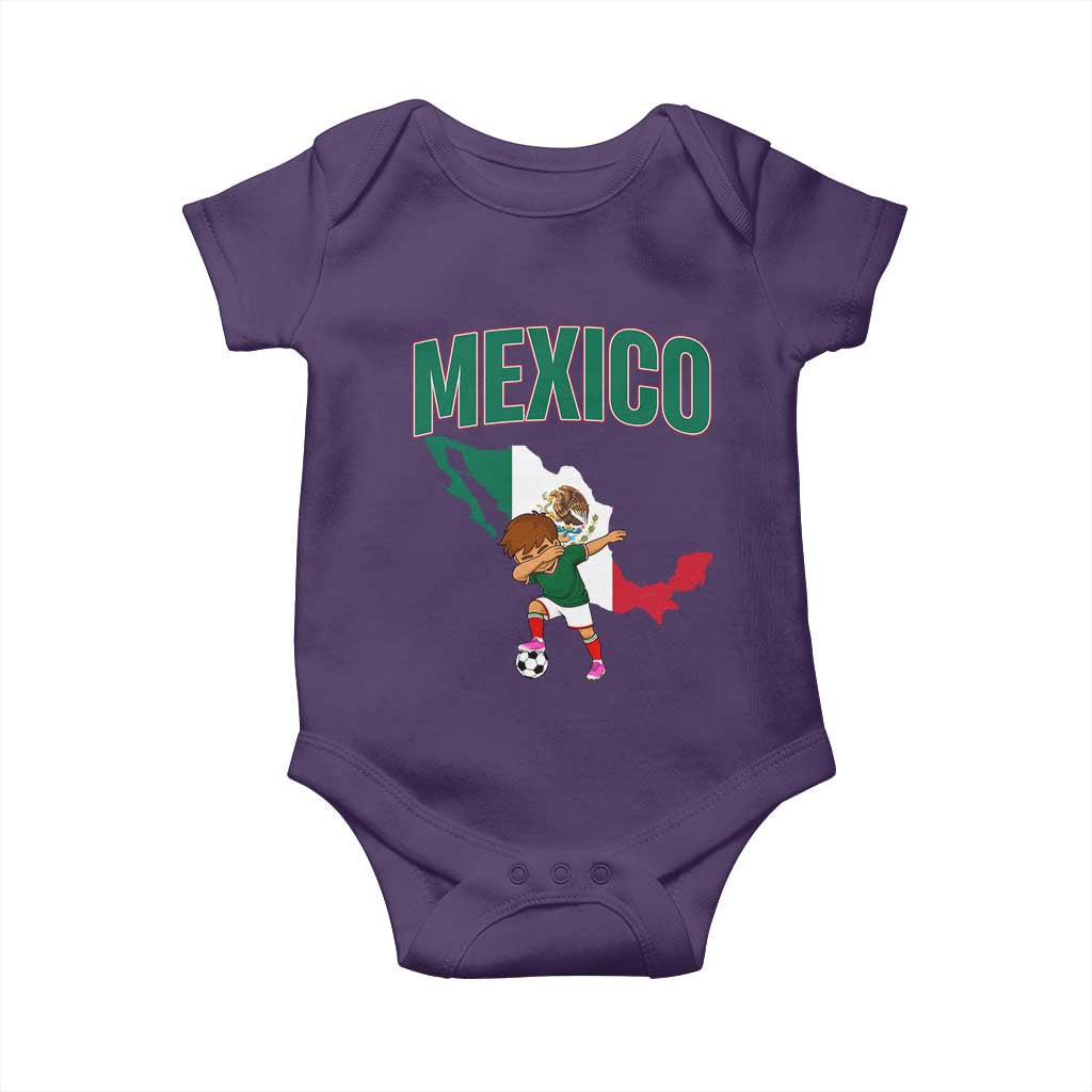 Mexico Soccer Boy Dabbing Boy Mexican Flag Map Baby Onesie TS14 Purple Print Your Wear