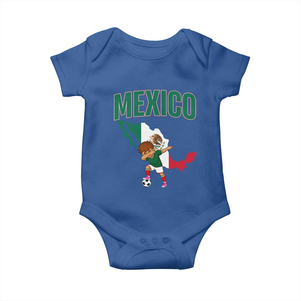 Mexico Soccer Boy Dabbing Boy Mexican Flag Map Baby Onesie TS14 Royal Blue Print Your Wear