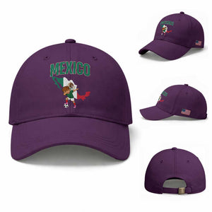 Mexico Soccer Boy Dabbing Boy Mexican Flag Map Baseball Cap TS14 Baseball Cap Universal Fit Purple Print Your Wear